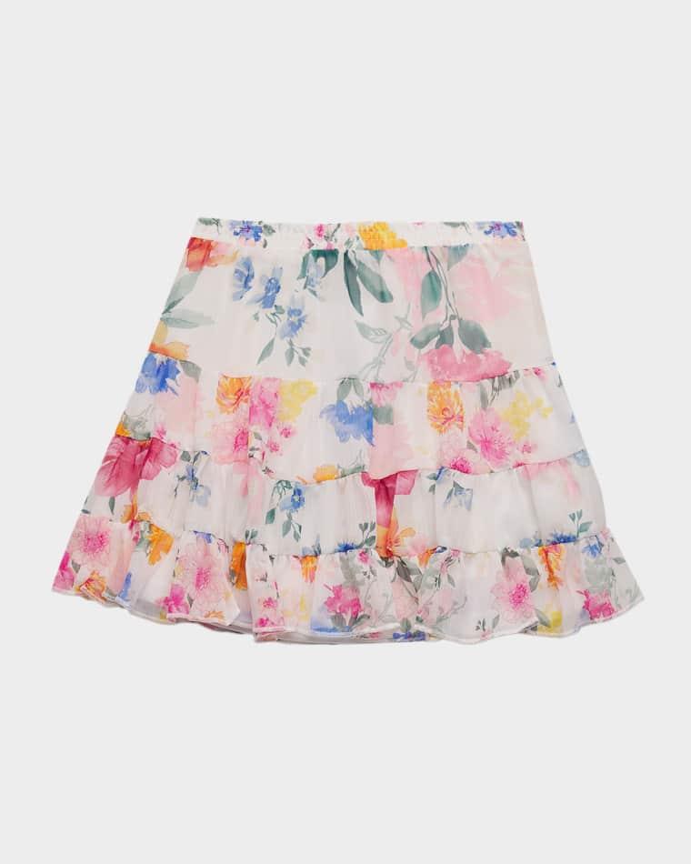 Girl's Flower-Print Tiered Skirt, Size 4-14 by HANNAH BANANA