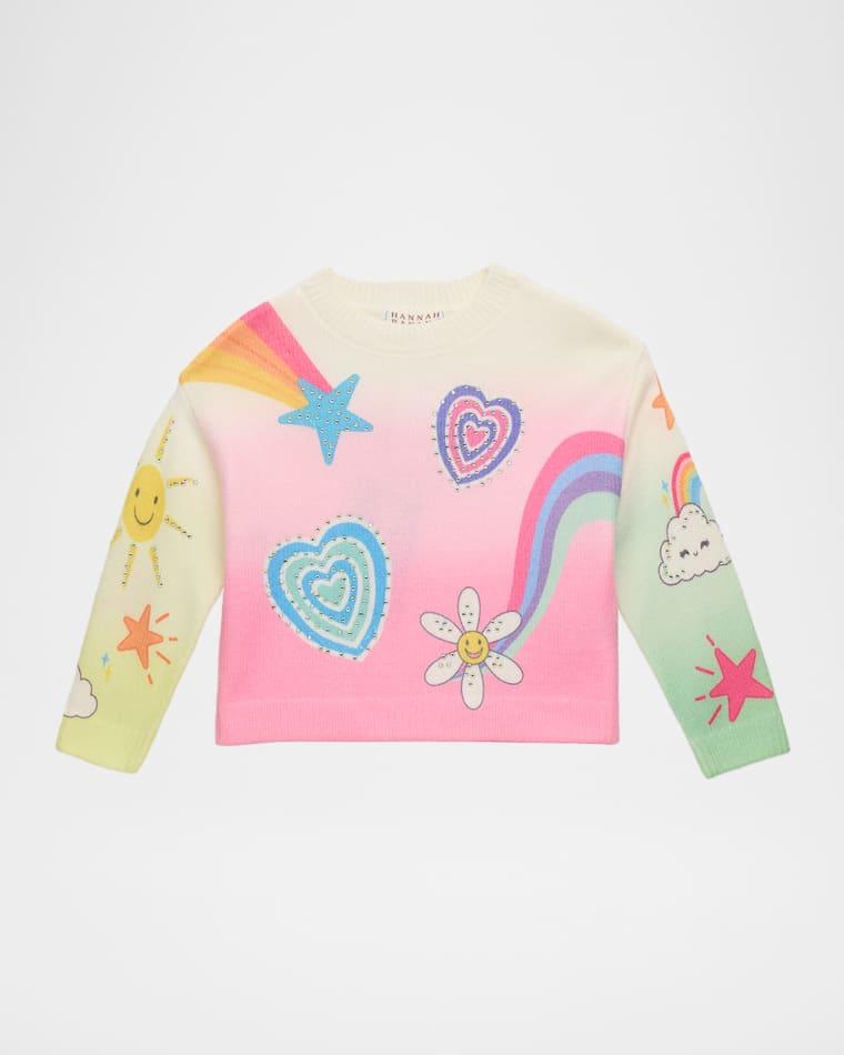 Girl's Heart & Star Graphic-Print Sweater, Size 2-10 by HANNAH BANANA