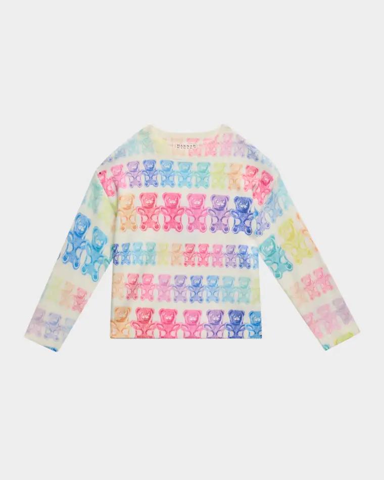 Girl's Multicolor Bear-Print Sweater, Size 4-14 by HANNAH BANANA