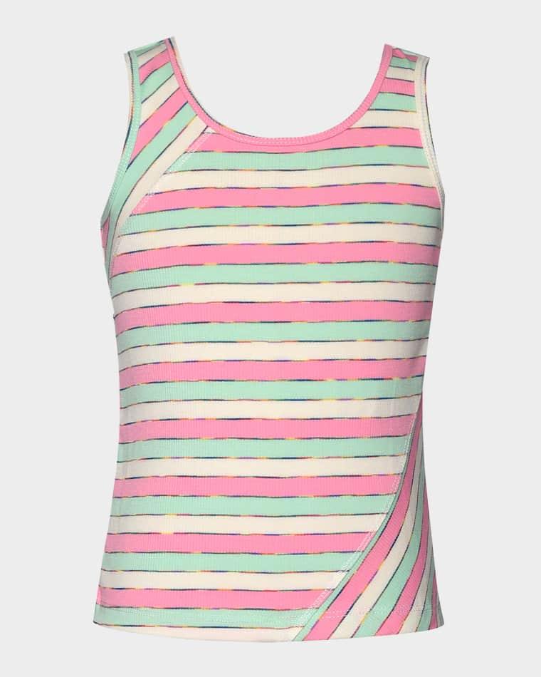 Girl's Ribbed Striped Tank Top, Size 4-14 by HANNAH BANANA