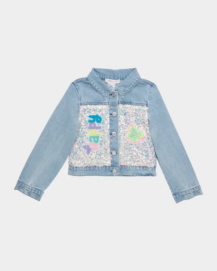 Girl's Sequined Denim Jacket, Size 2T-10 by HANNAH BANANA