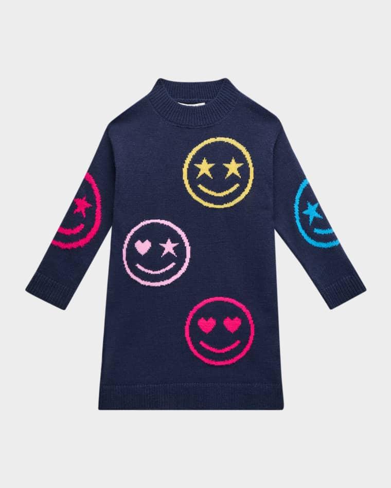 Girl's Smiley Intarsia Sweater Dress, Size 3-14 by HANNAH BANANA