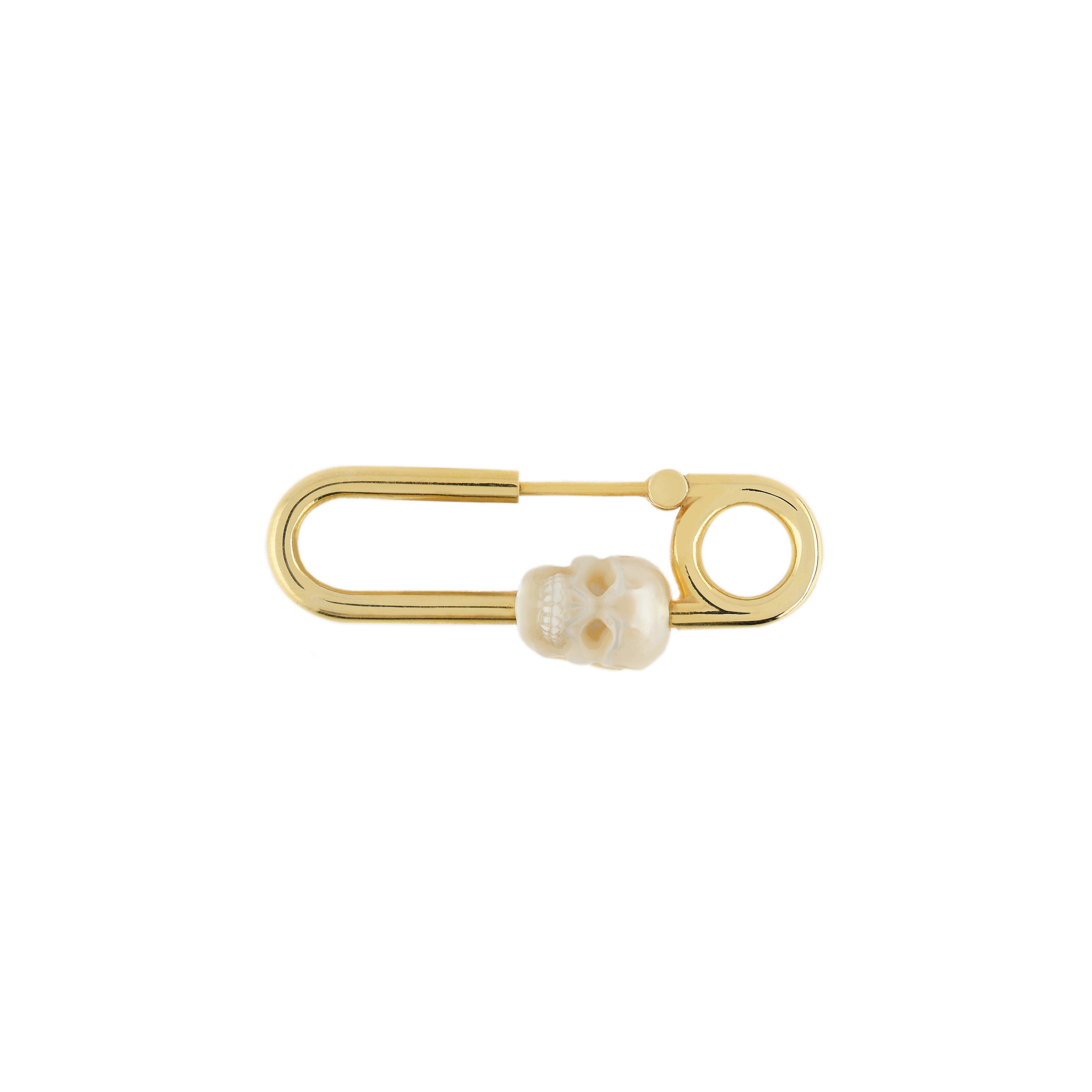 Hannah Martin x Applied Art Forms - Vanitas Safety Pin Earring - (Yellow Gold) by HANNAH MARTIN