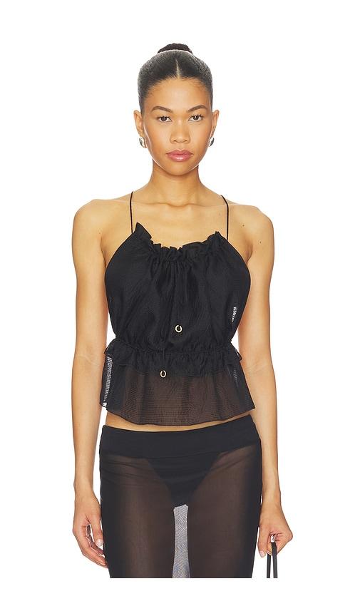 HANNE BLOCH Square String Top in Black by HANNE BLOCH