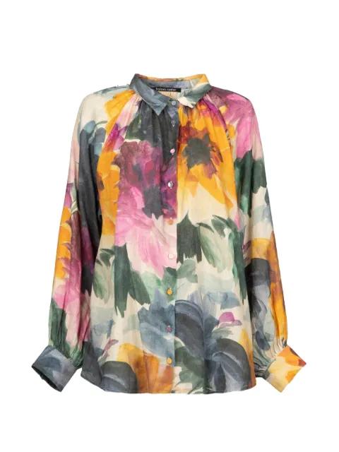 floral-print gathered shirt by HANNES ROETHER