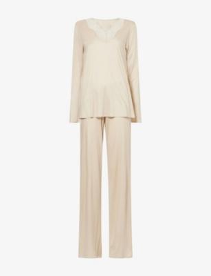 Lilith Embroidered-V-Neck Woven Pyjama Set by HANRO
