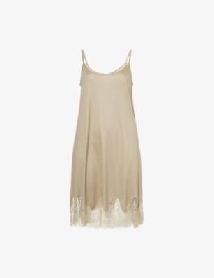 Melia Spaghetti Lace-Trim 95cm Modal Slip Dress by HANRO