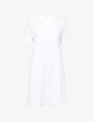 V-Neck Short-Sleeves Cotton-Jersey Nightdress by HANRO