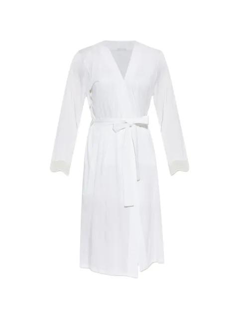 lace-trim belted robe by HANRO