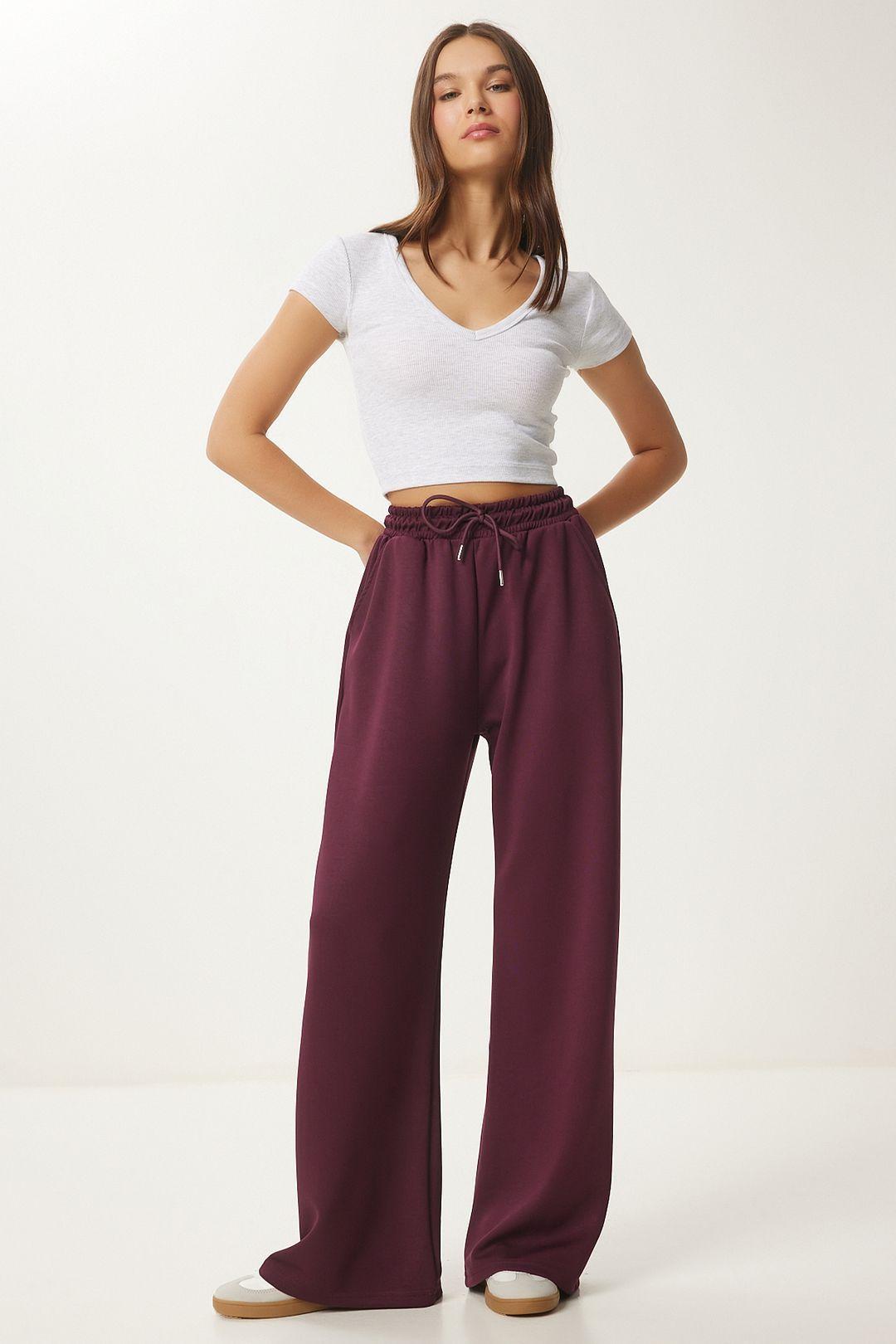 Wide Leg Drawstring Waist Sweatpants by HAPPINESS ISTANBUL