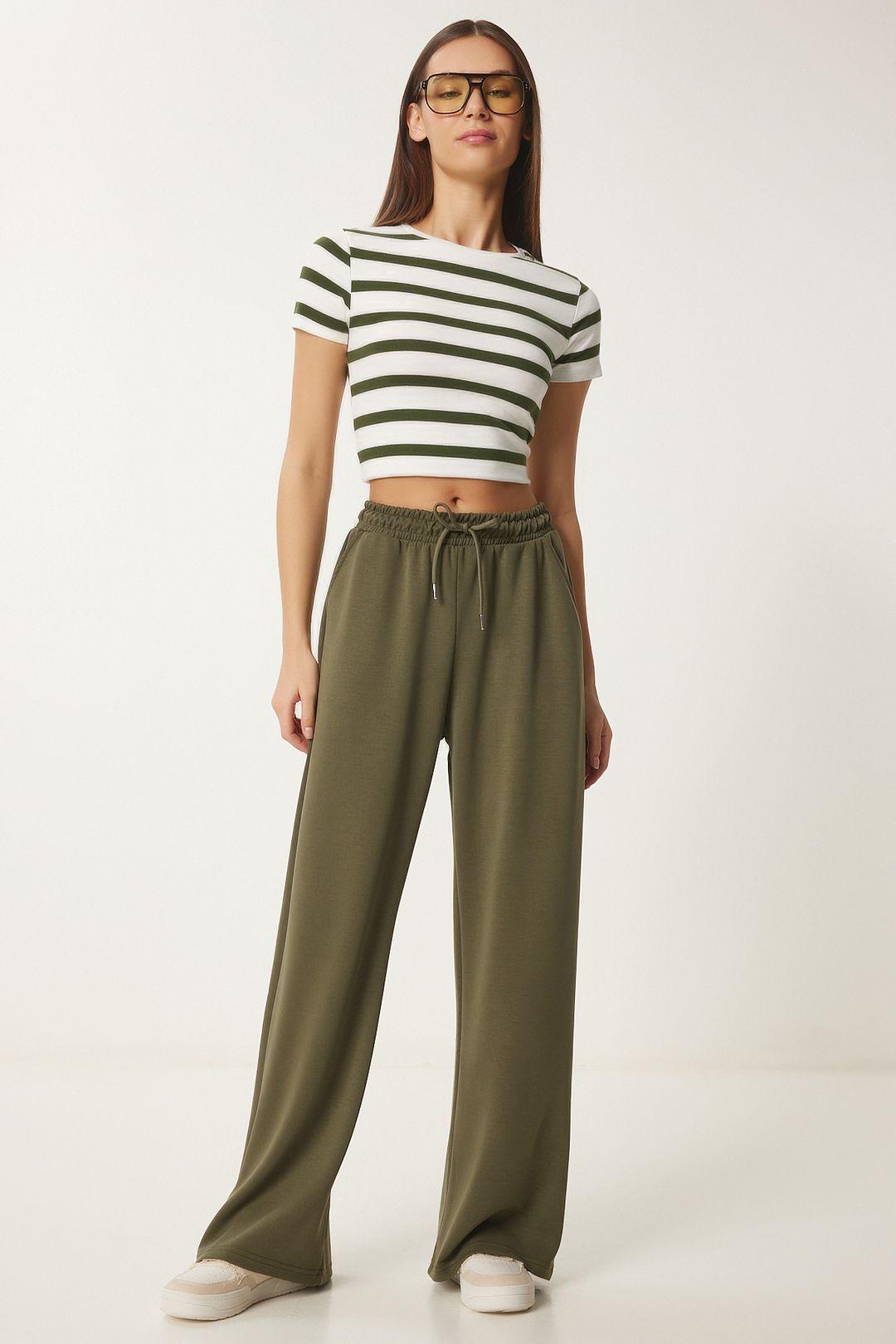 Wide Leg Drawstring Waist Sweatpants by HAPPINESS ISTANBUL