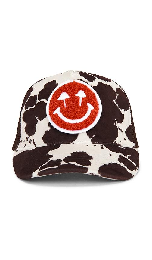 Happy Caps Cow Print Trucker Hat in Brown by HAPPY CAPS
