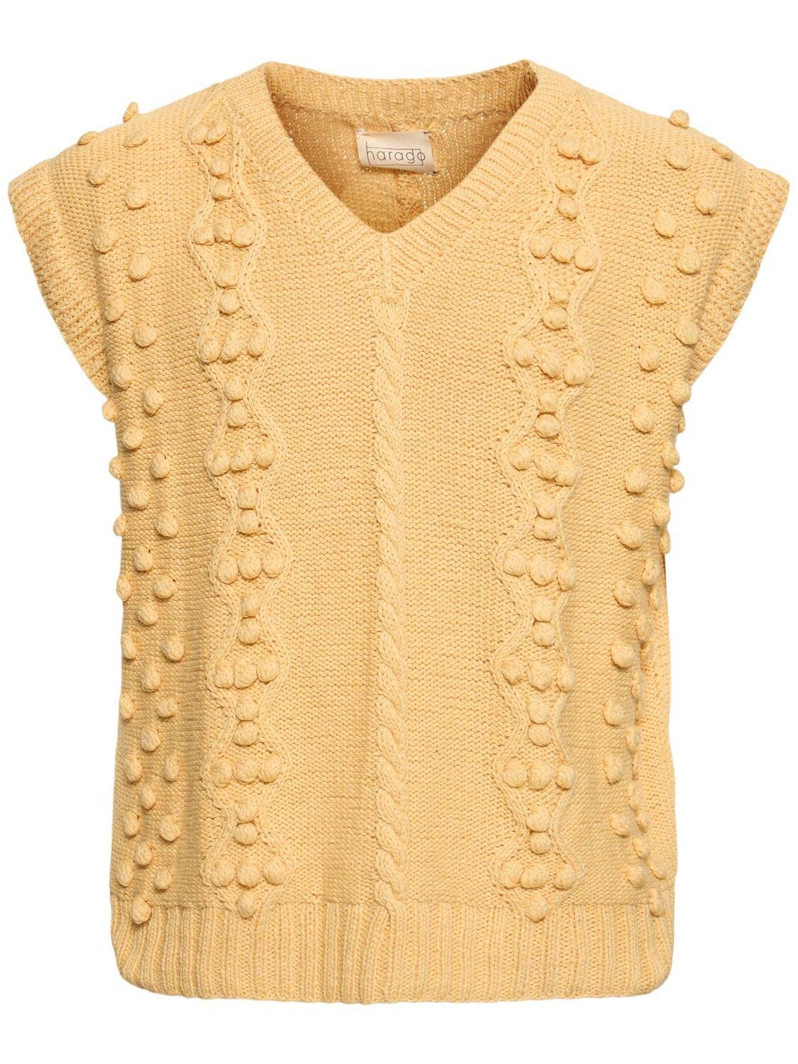 Cotton Cable Knit Vest by HARAGO