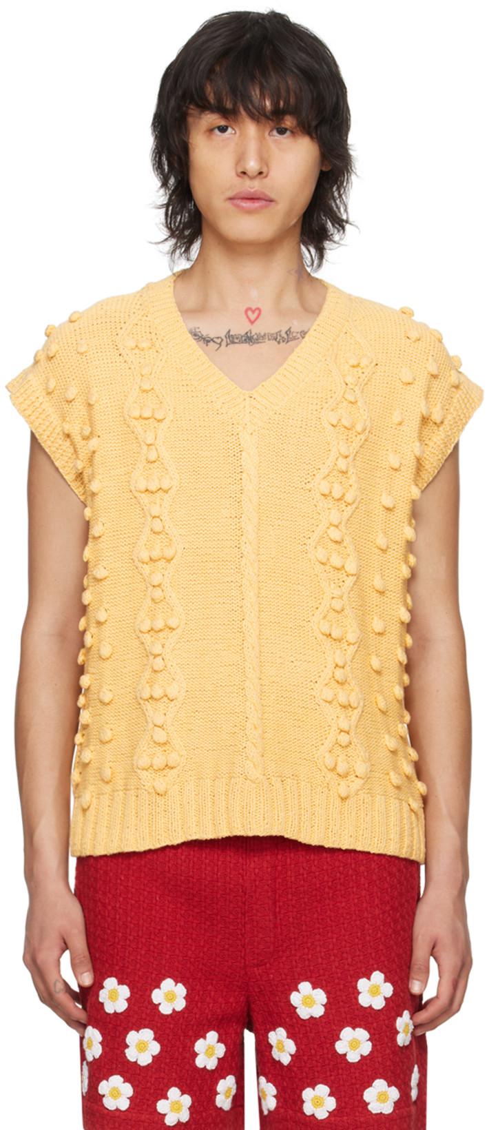Yellow Appliqué Vest by HARAGO