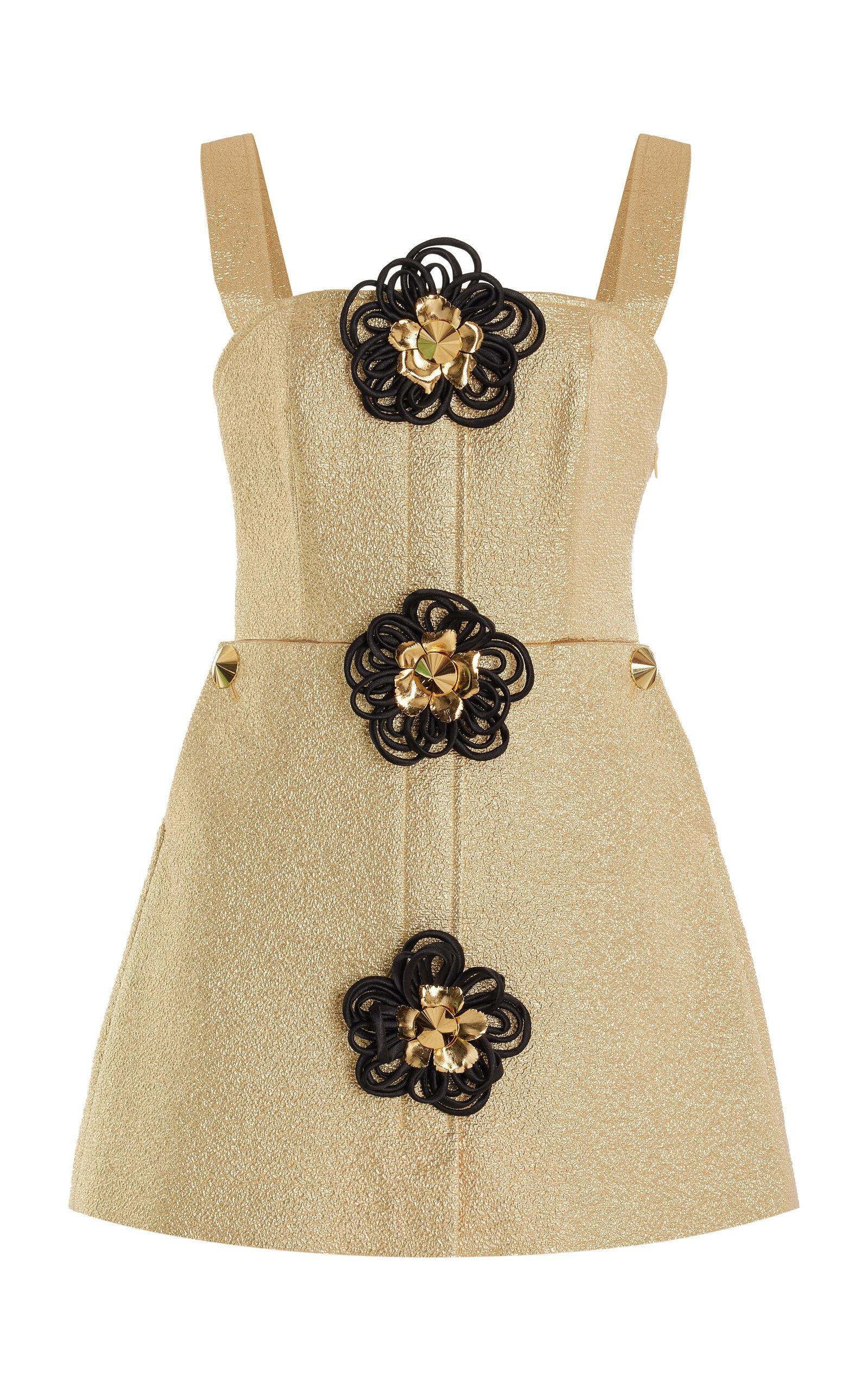 Harbison - Flora Quantum Embellished Cotton-Blend Lamé Mini Dress - Gold - US 14 - Only At Moda Operandi by HARBISON
