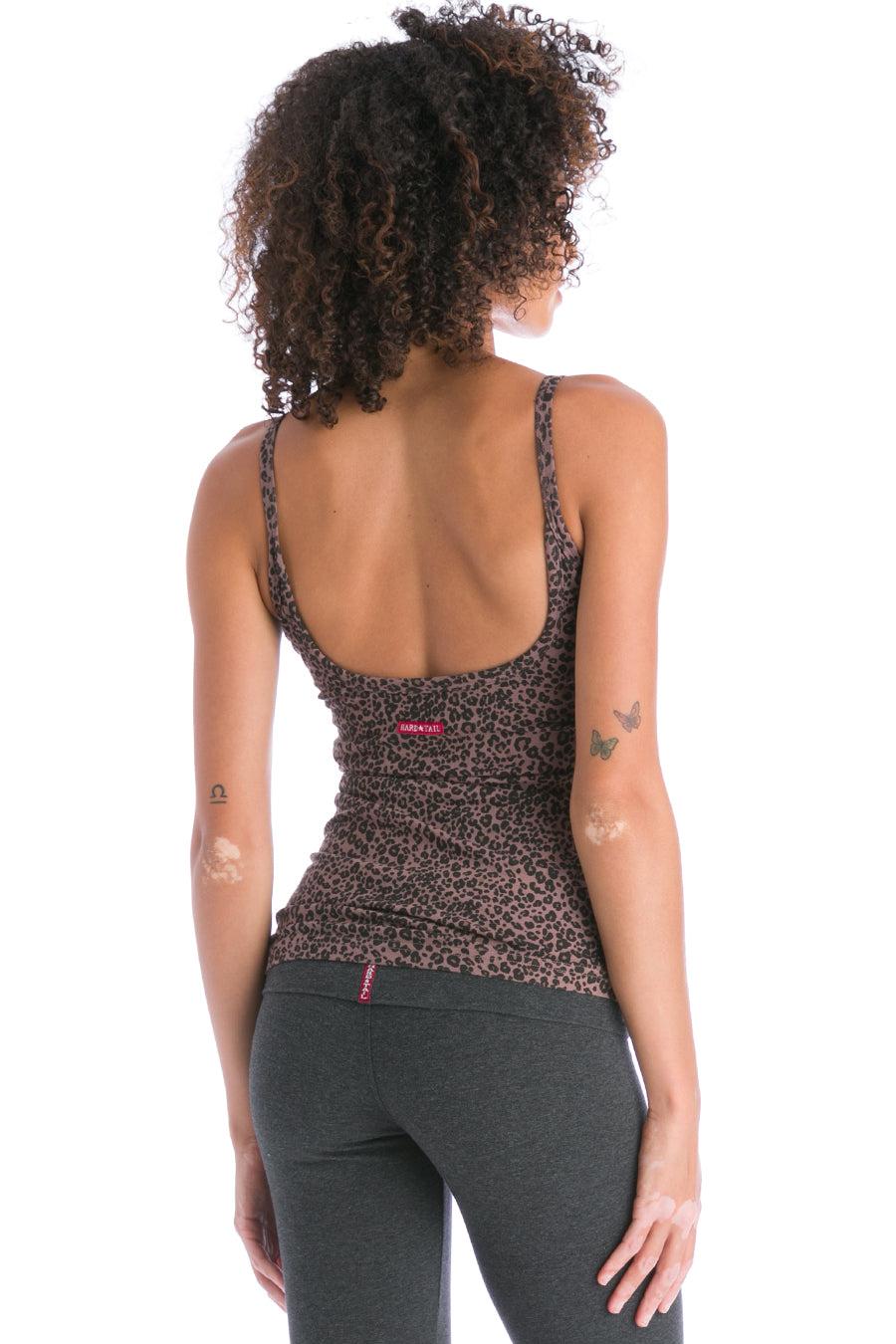 Hard Tail Forever Leopard Scoop Back Tank Top With Bra by HARD TAIL FOREVER