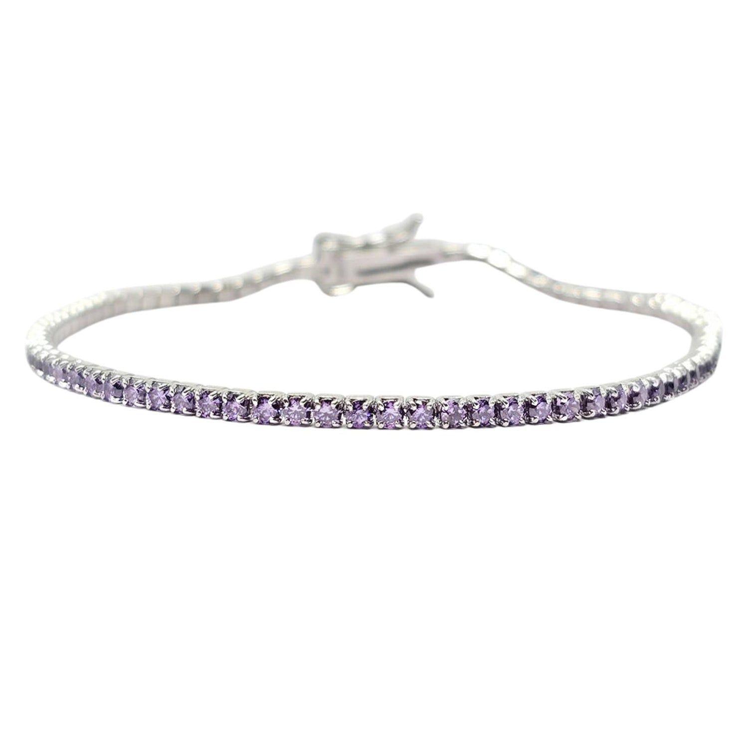 Alexandrite Gemstone Sterling Silver Tennis Bracelet by HARFI