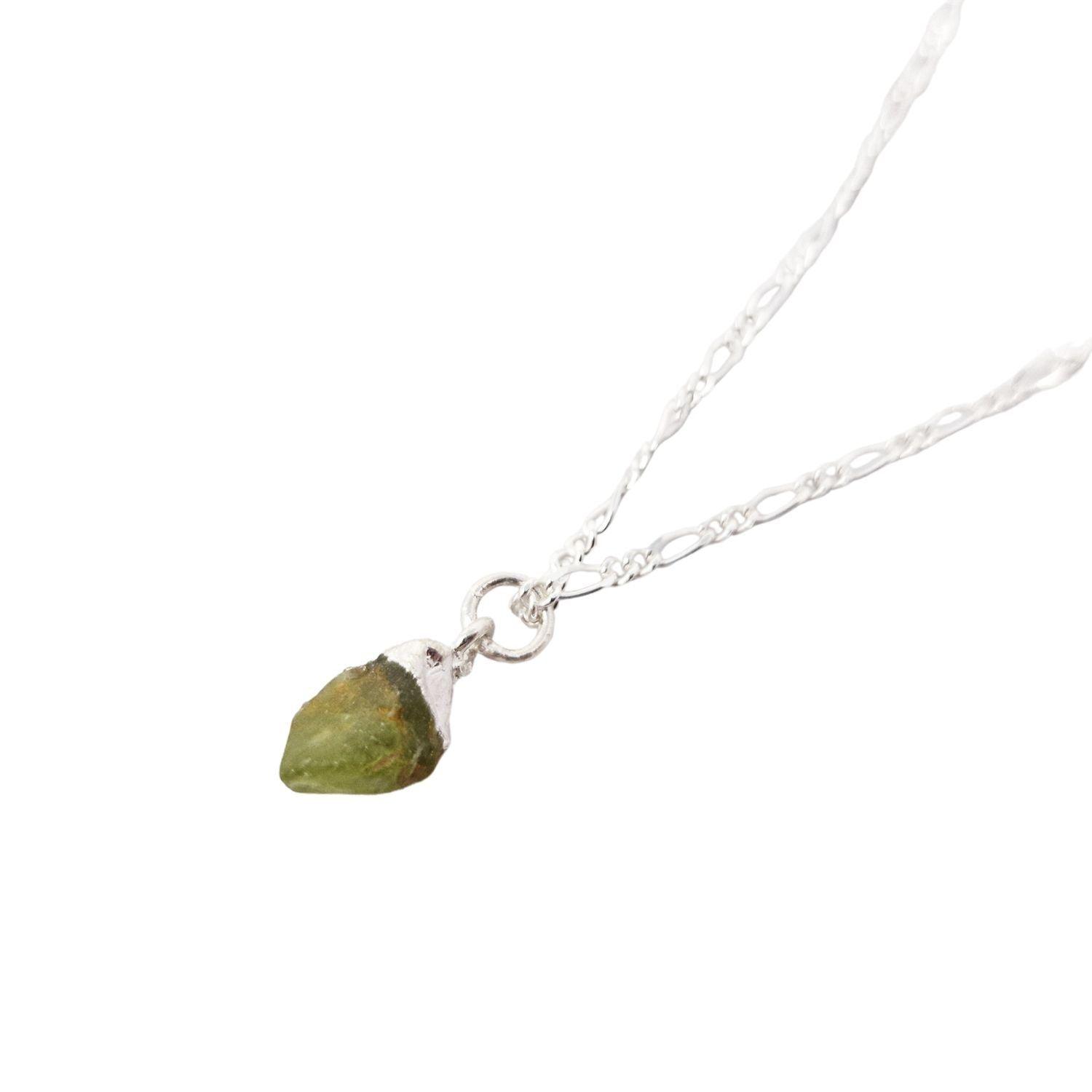 Raw Peridot Sterling Silver August Birthstone Necklace by HARFI
