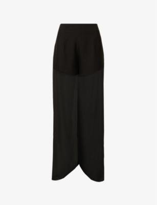 Semi-sheer wide-leg high-rise silk-crepe trousers by HARMUR