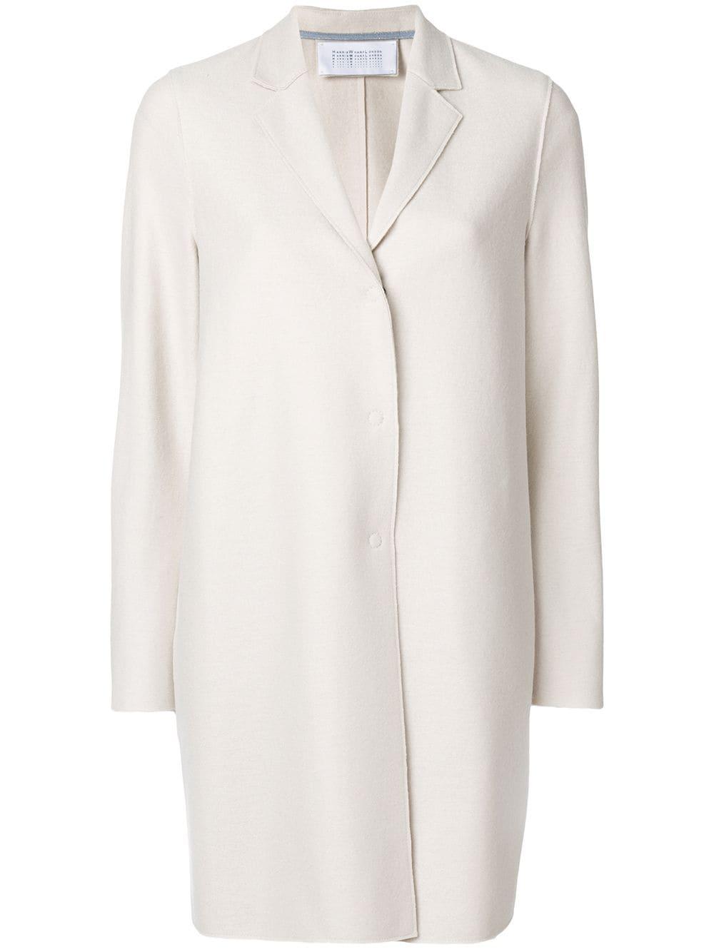 concealed fastening elongated coat by HARRIS WHARF LONDON
