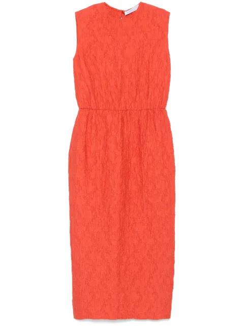 crinkled gathered midi dress by HARRIS WHARF LONDON
