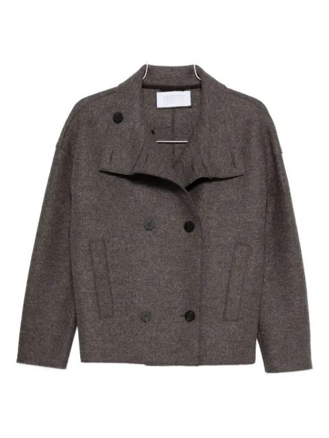 double-breasted funnel-collar jacket by HARRIS WHARF LONDON
