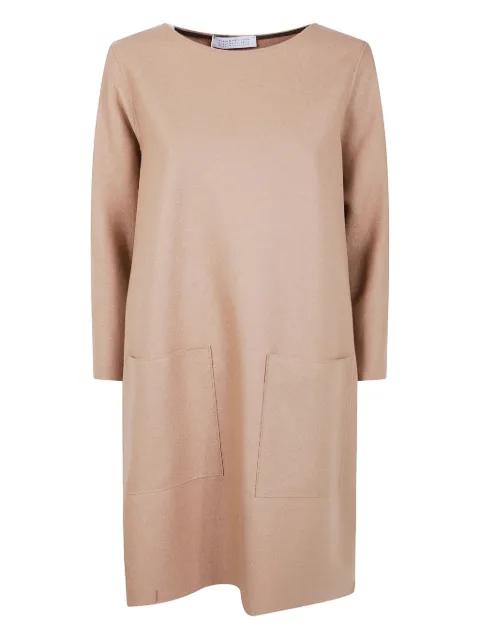 patch-pocket wool midi dress by HARRIS WHARF LONDON