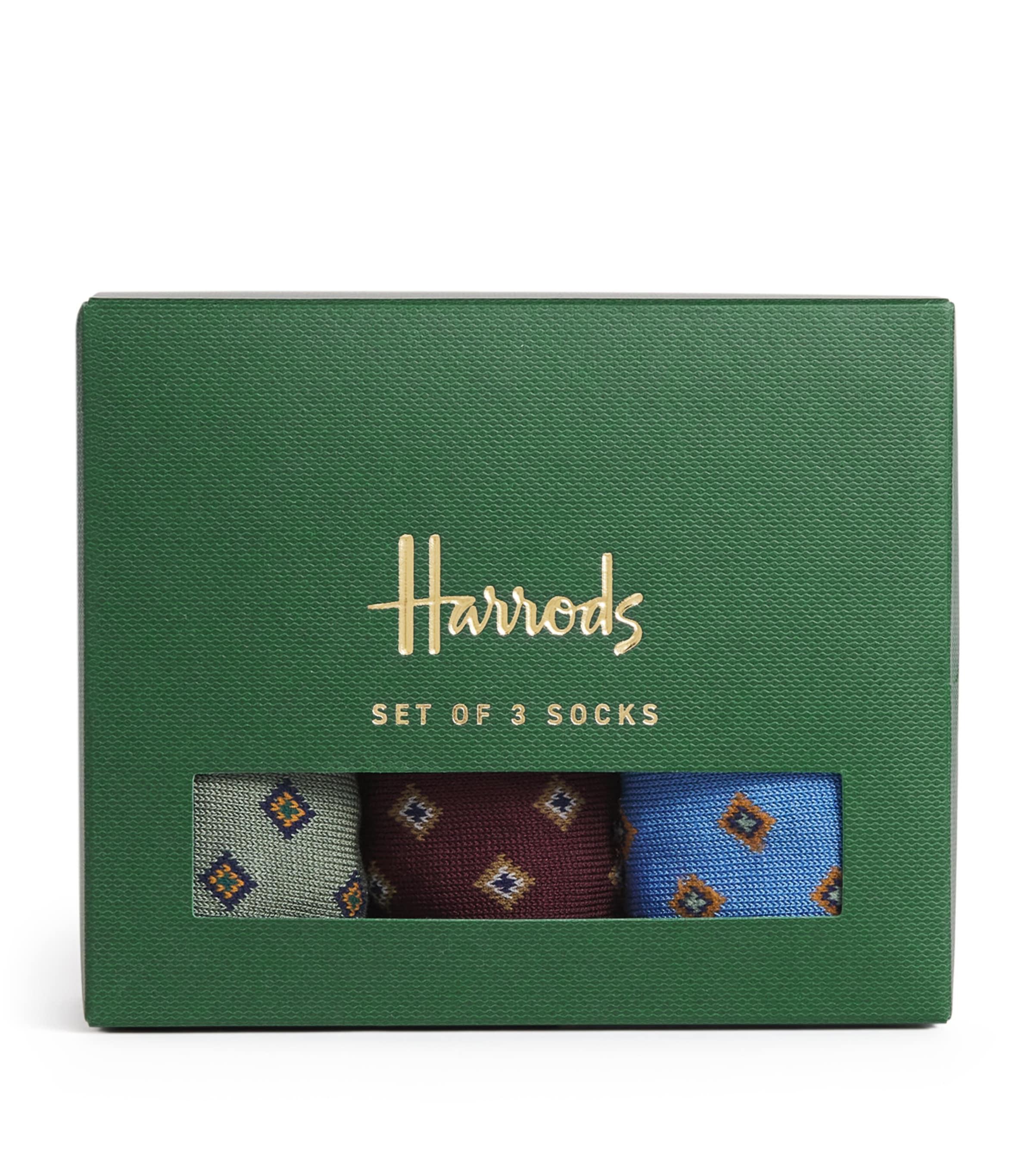 Harrods Cotton-Blend Diamond Socks (Pack of 3) by HARRODS