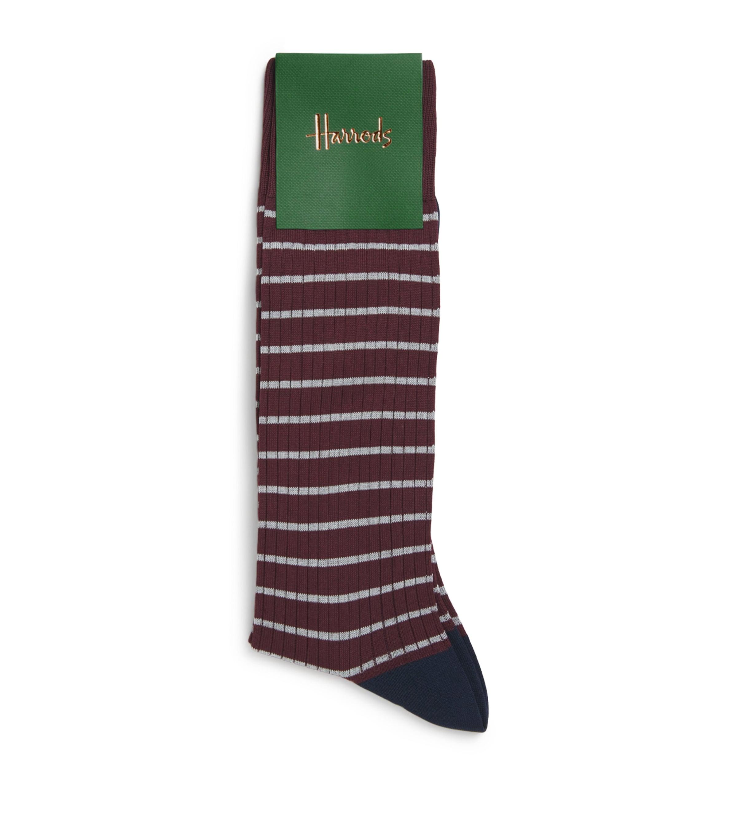 Harrods Cotton-Blend Stripe Ribbed Socks by HARRODS