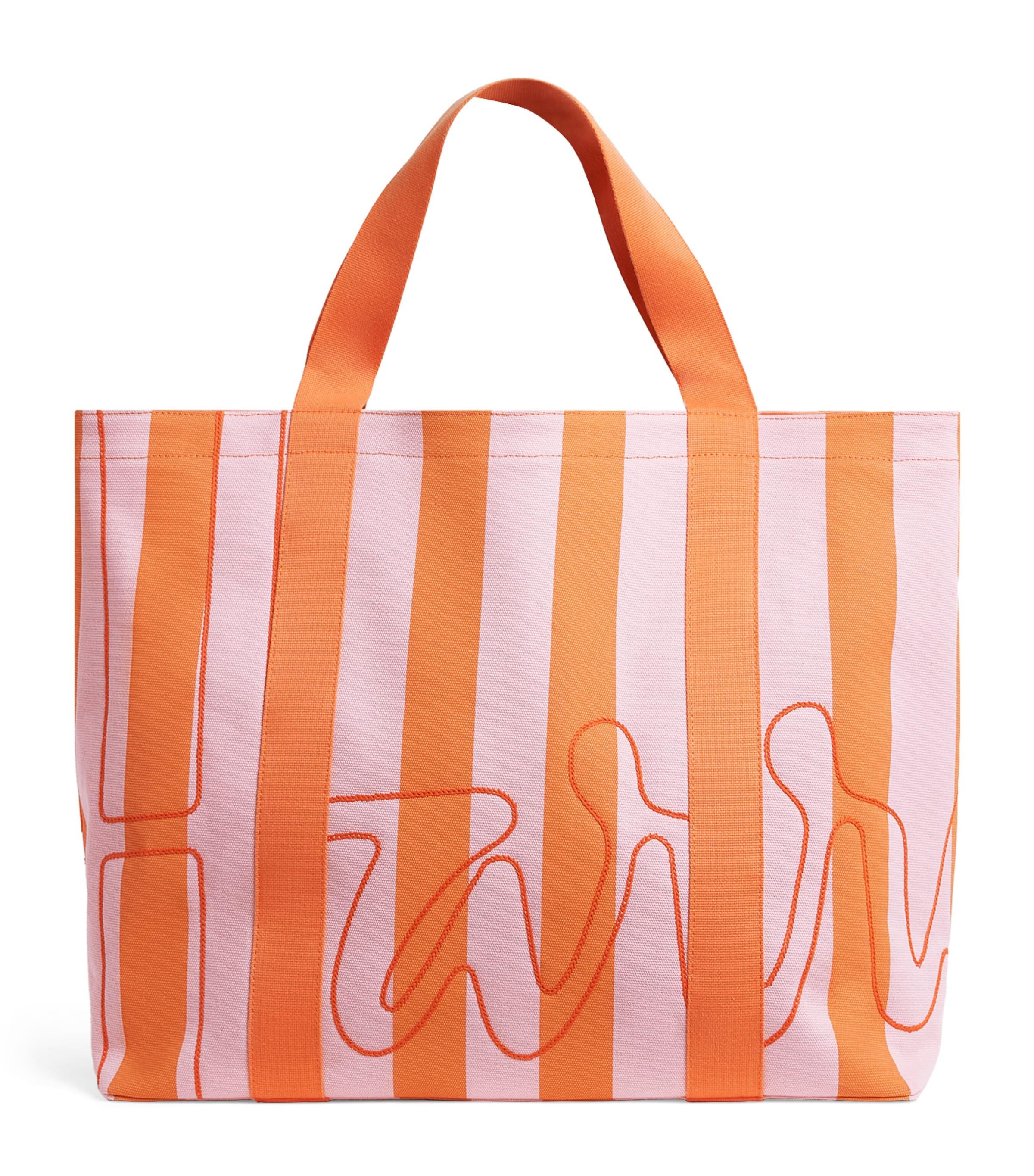 Harrods Large Cotton Stripe Logo Tote Bag by HARRODS