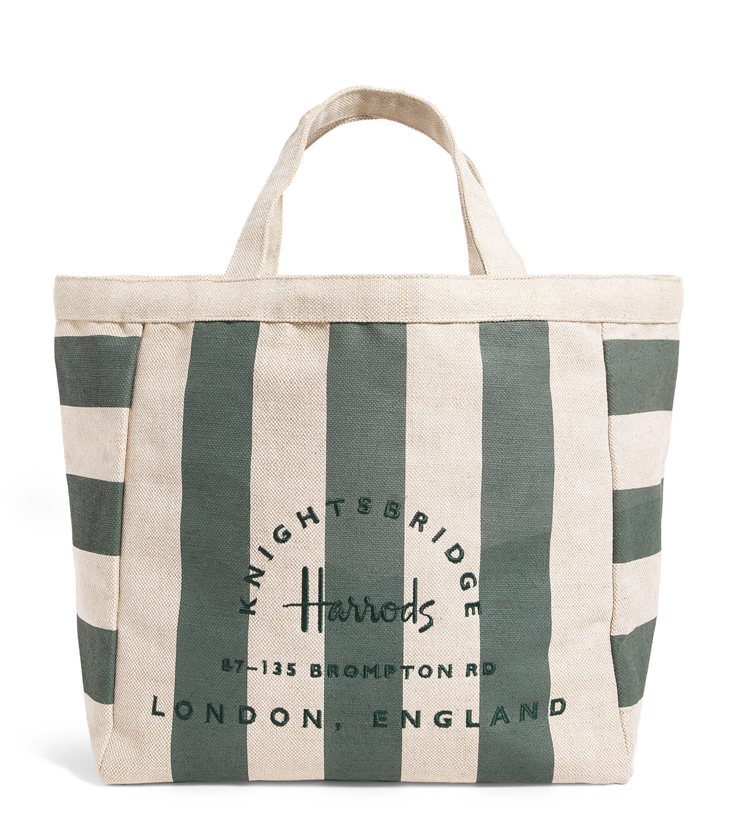 Harrods Large Jute Striped Logo Tote Bag by HARRODS