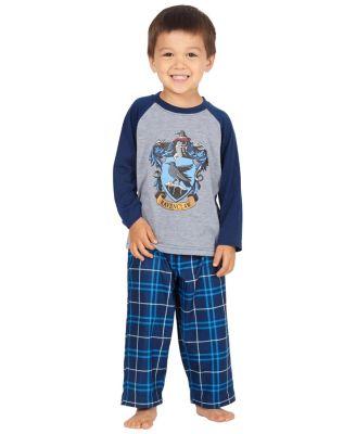 Big Boys Plaid Hogwarts Houses Crest Raglan 2PC Pajama Set - Gryffindor Hufflepuff Slytherin Ravenclaw by HARRY POTTER