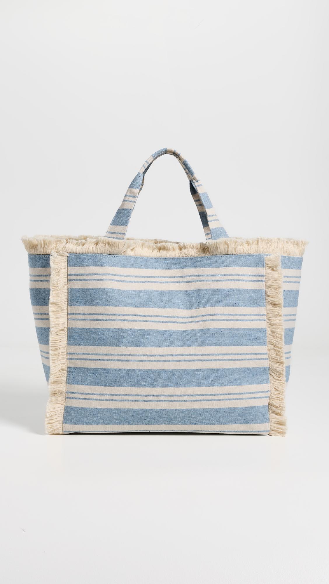 Striped Canvas Beachy Tote Bag by HAT ATTACK