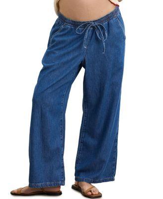 The Drapey Denim Wide Leg Pant in True Indigo by HATCH COLLECTION