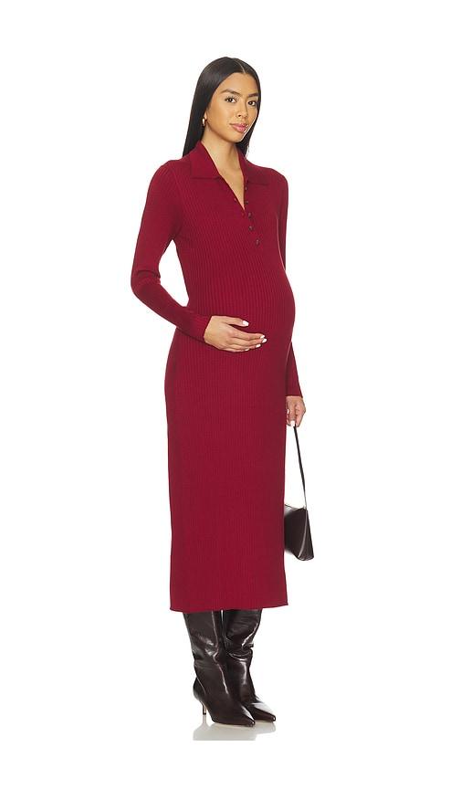 HATCH The Averie Polo Rib Sweater Dress in Burgundy by HATCH