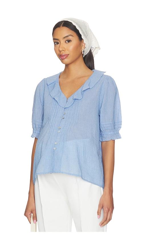 HATCH The Plaid Lou Lou Nursing Blouse in Baby Blue by HATCH
