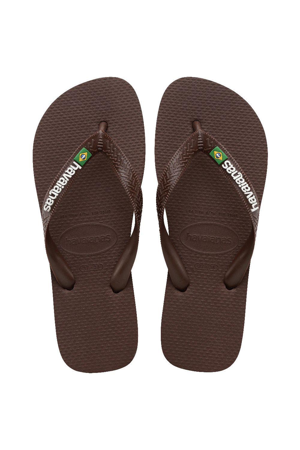 Brasil Logo Flip Flop Dark Brown by HAVAIANAS