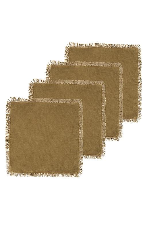 HAWKINS NEW YORK Essential Set Of 4 Cocktail Napkins in Olive by HAWKINS NEW YORK