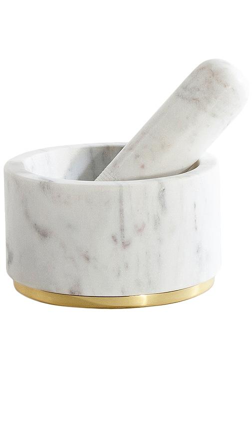 HAWKINS NEW YORK Simple Marble and Brass Mortar and Pestle in White by HAWKINS NEW YORK