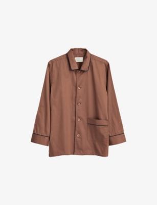 Outline Contrast-Piping Cotton Pyjama Shirt by HAY