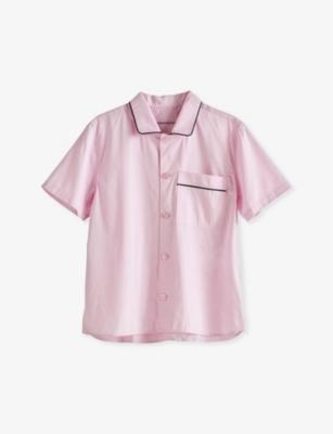Outline contrast-trim cotton pyjama shirt by HAY