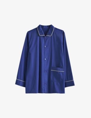 Outline contrast-trim cotton pyjama shirt by HAY