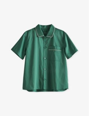 Outline contrast-trim cotton pyjama shirt by HAY