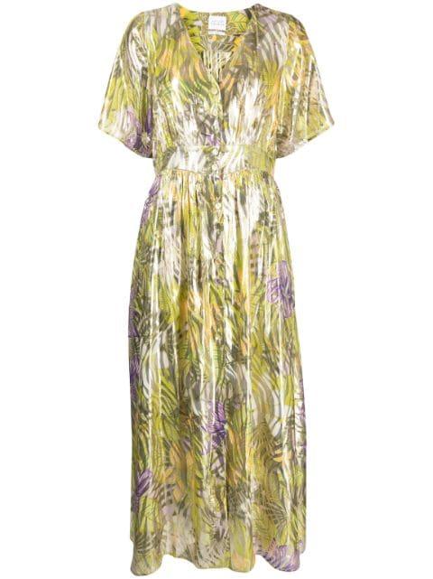 metallic print button-down dress by HAYLEY MENZIES