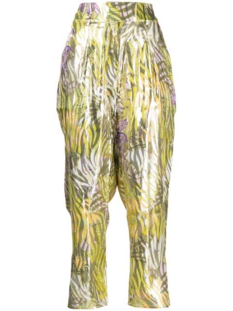 metallic print cropped tapered trousers by HAYLEY MENZIES