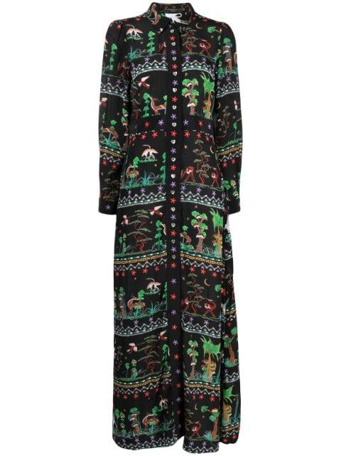 printed maxi silk shirt dress by HAYLEY MENZIES