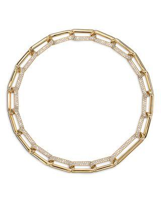 18K Yellow Gold Diamond Elongated Link Necklace by HEARTS ON FIRE