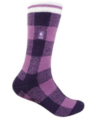 Girls' Toddler 10-6.5 Ella Plaid Slipper Socks by HEAT HOLDERS