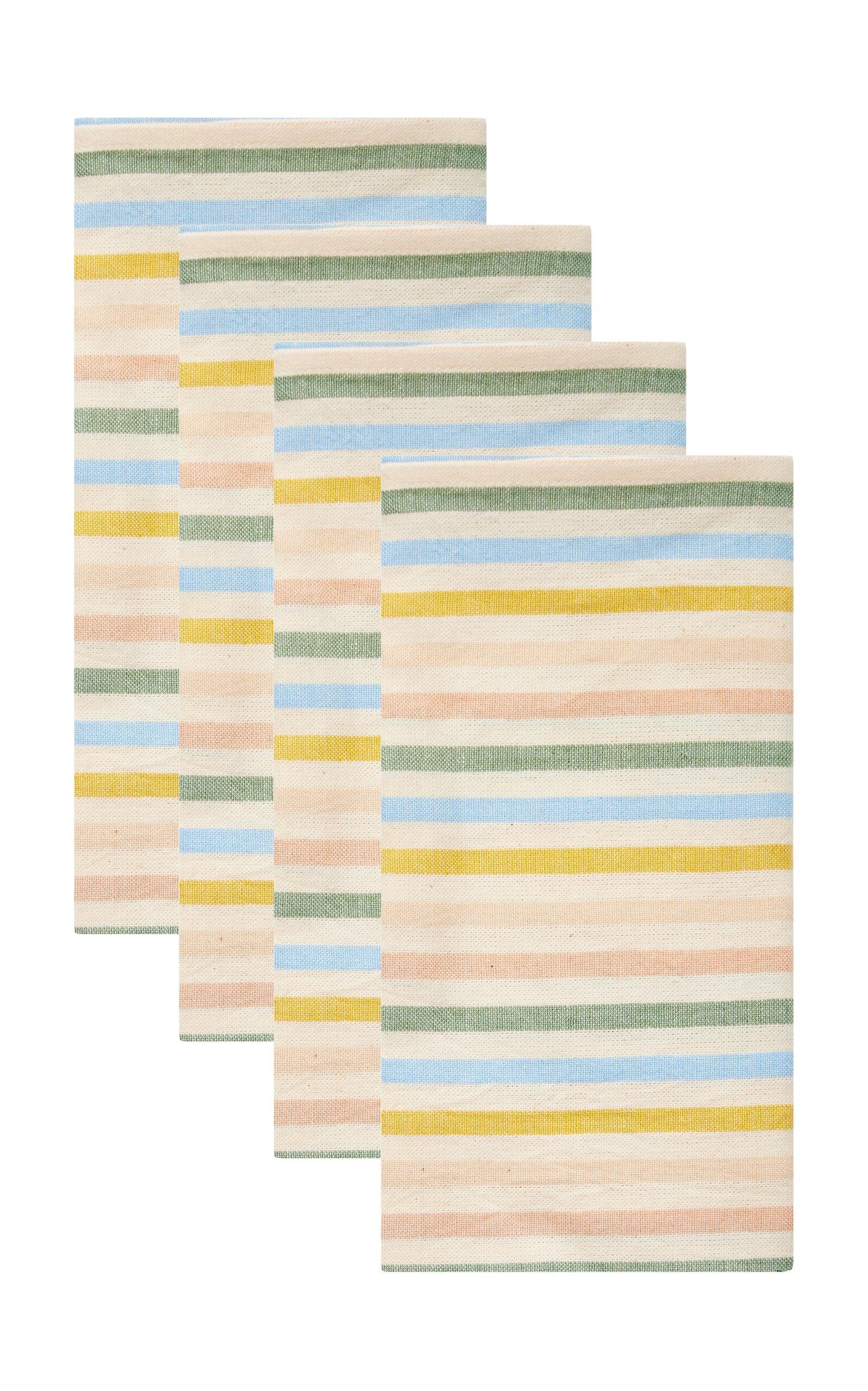 Heather Taylor Home - Set-Of-Four Striped Cotton Napkins - Multi - Moda Operandi by HEATHER TAYLOR HOME
