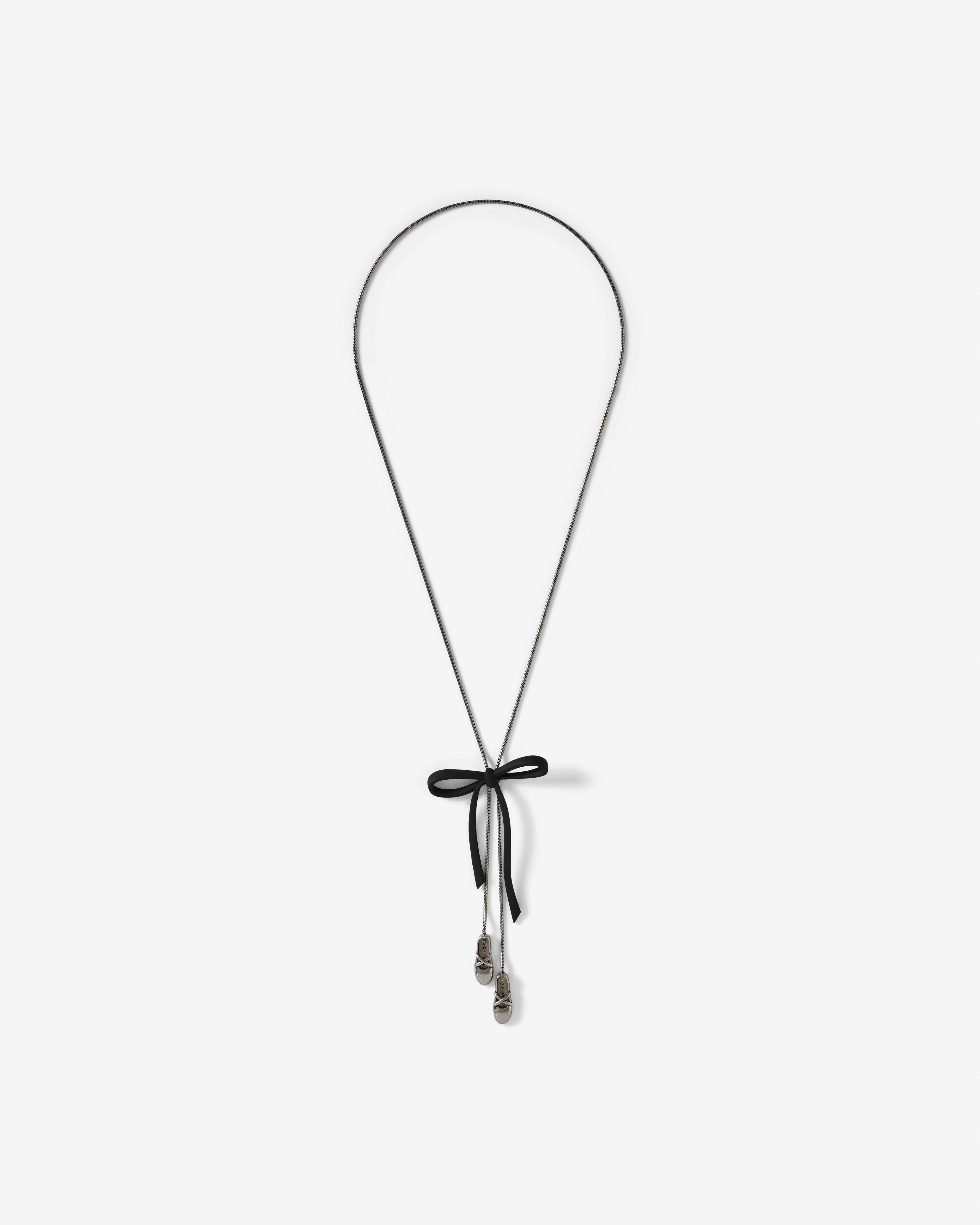 Heaven by Marc Jacobs - Sandy Liang Women's Bow Bolo Necklace - (Black/Aged Silver) by HEAVEN